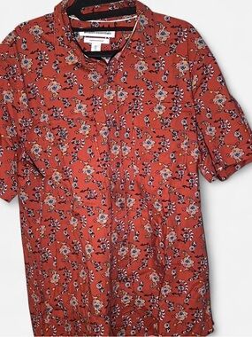 Amazon Essentials Orange Floral Button-Up Shirt
